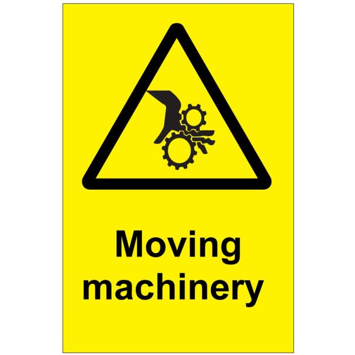 Moving machinery (b) safety sign